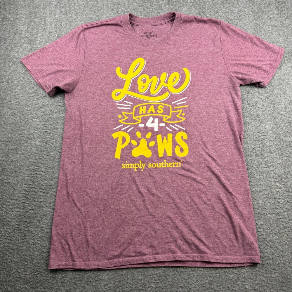 Simply Southern Love Has 4 Paws Graphic T-Shirt Heather Pink Women's Medium